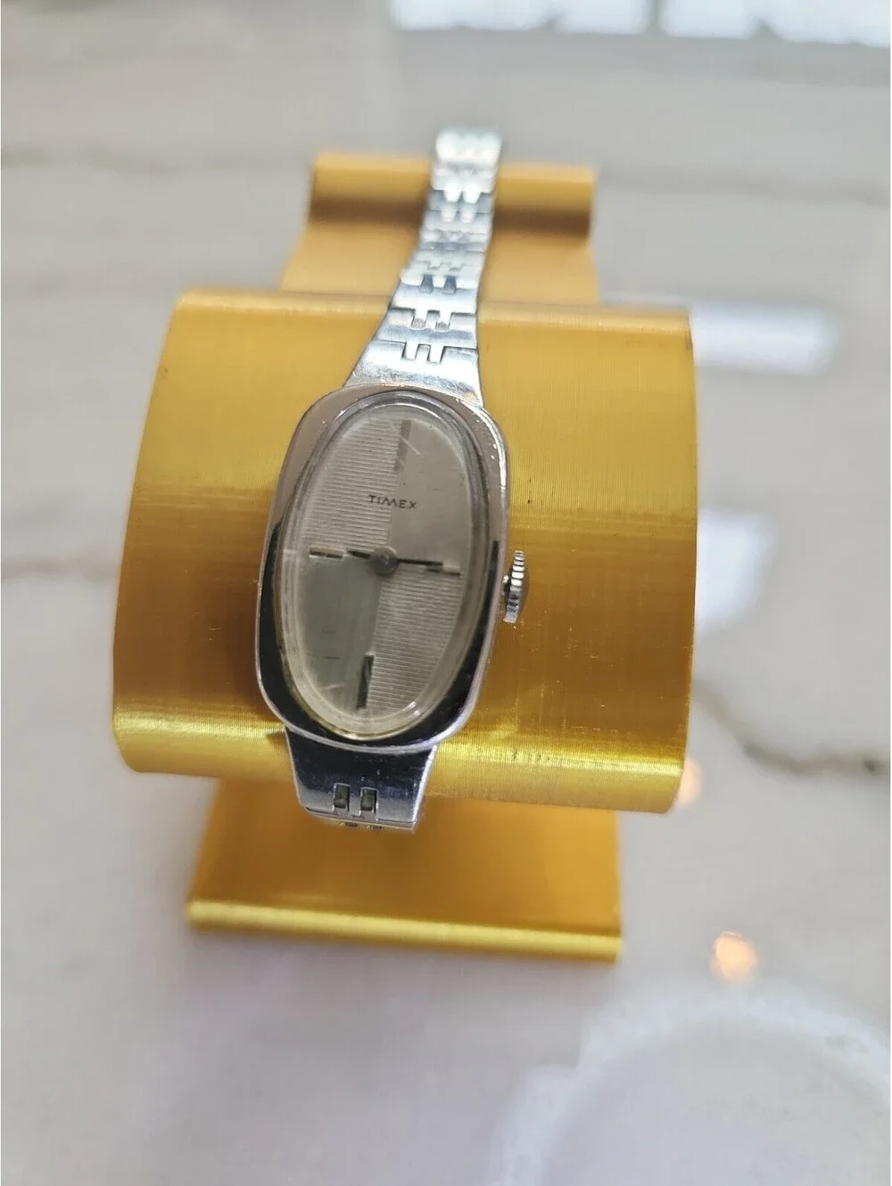 Vtg Womens Timex Watch Windup Silvertone Working Ready To Wear 7.5